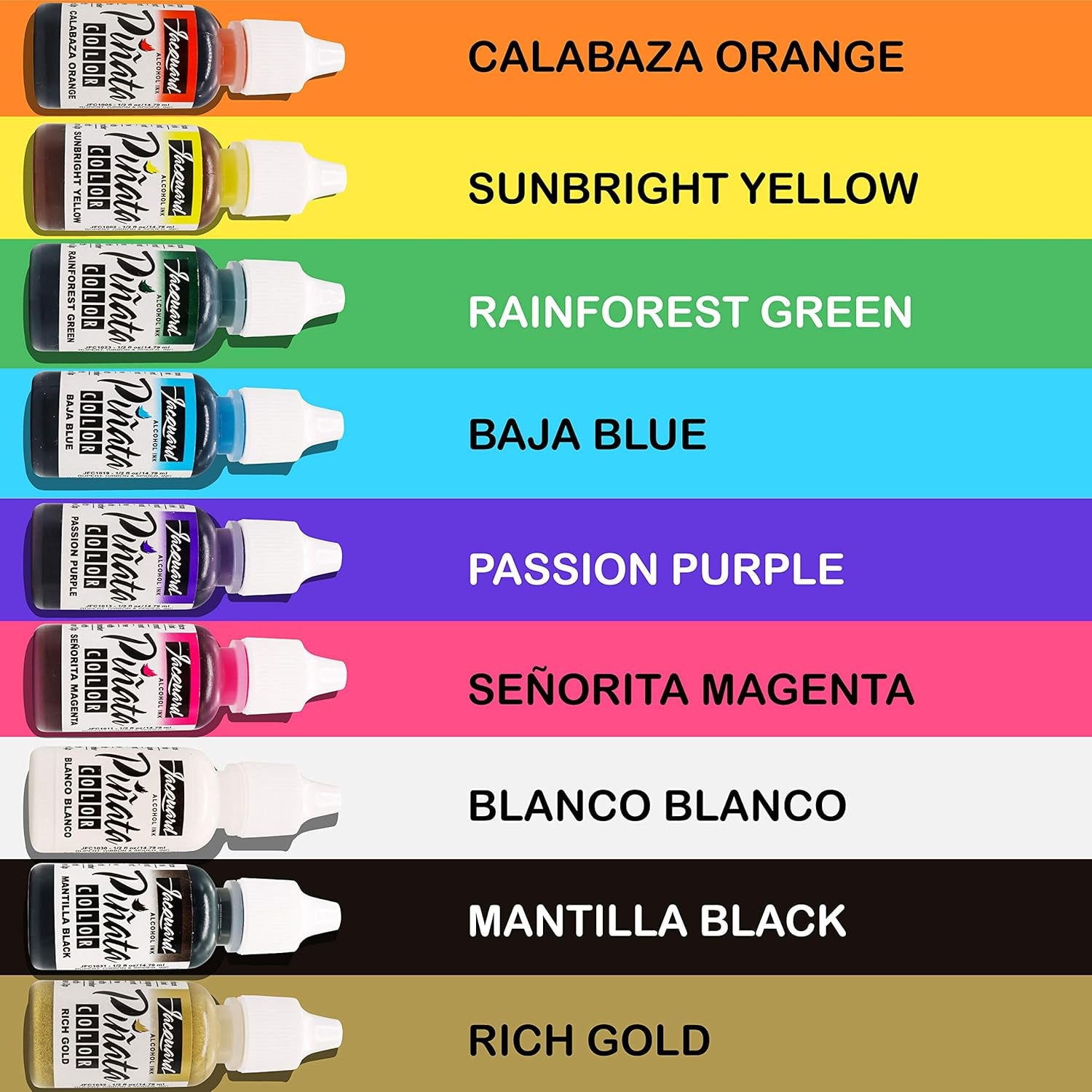 Jacquard Piñata Alcohol Ink Made in USA - Original Exciter Pack - 9 Colors - 1/2 Ounce Bottles - Bundled with  Blending Pen