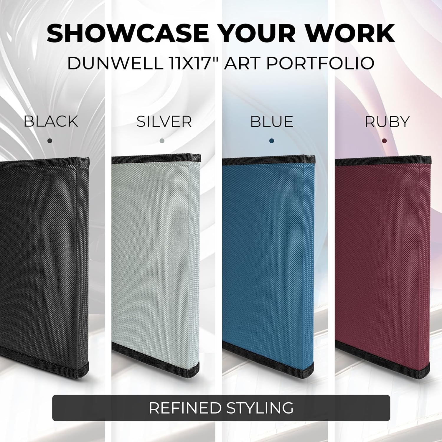 11X17 Art Portfolio Binder with Mounting Paper - (Ruby) Large Portfolio Folder for Artwork Displays 48 Pages, 11 X 17 Presentation Folder with Plastic Sleeves, Portfolio Binder Organizer