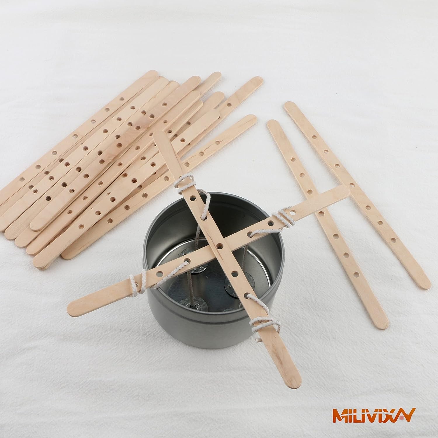 100Pcs Wooden Candle Wick Holders, Candle Wicks Centering Device, Candle Wick Bars, Wick Holders for Large & Multiwick Candles.