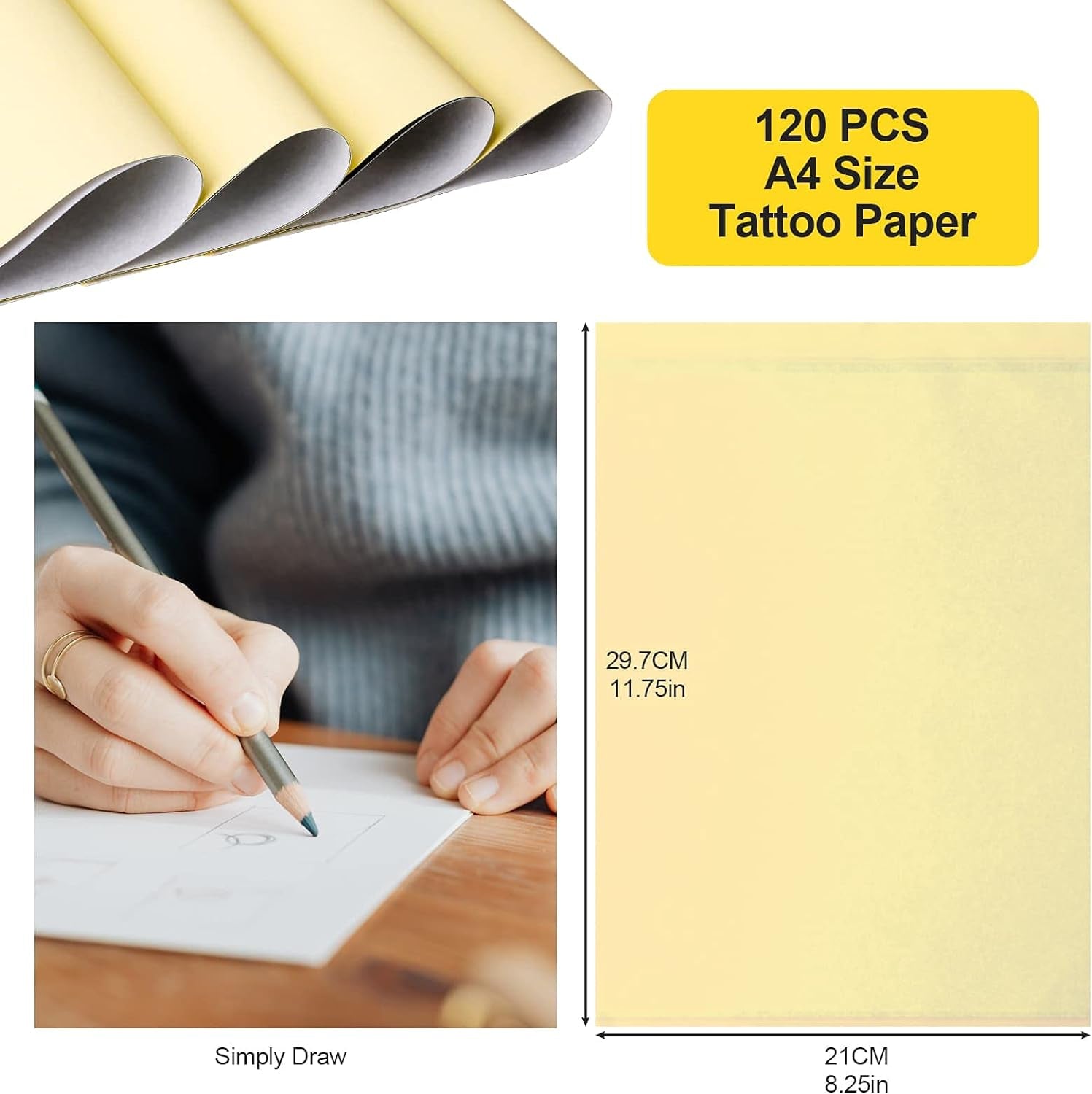 120 Sheets Tattoo Transfer Paper, Stencil Paper for Tattooing, 4 Layers Tattoo Transfer Paper for Tattoo Supplies, A4 Size