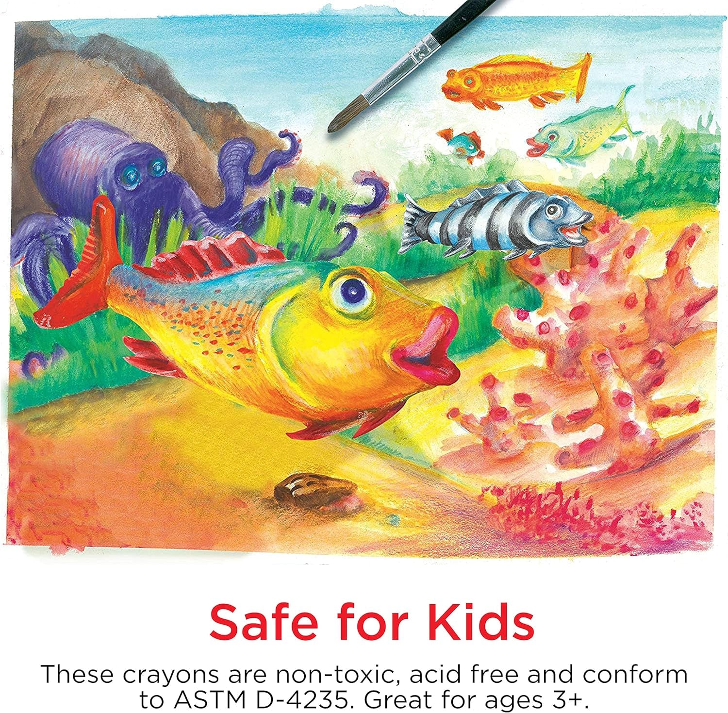 Watercolor Crayons with Brush, 15 Colors - Premium Quality Art Supplies for Kids