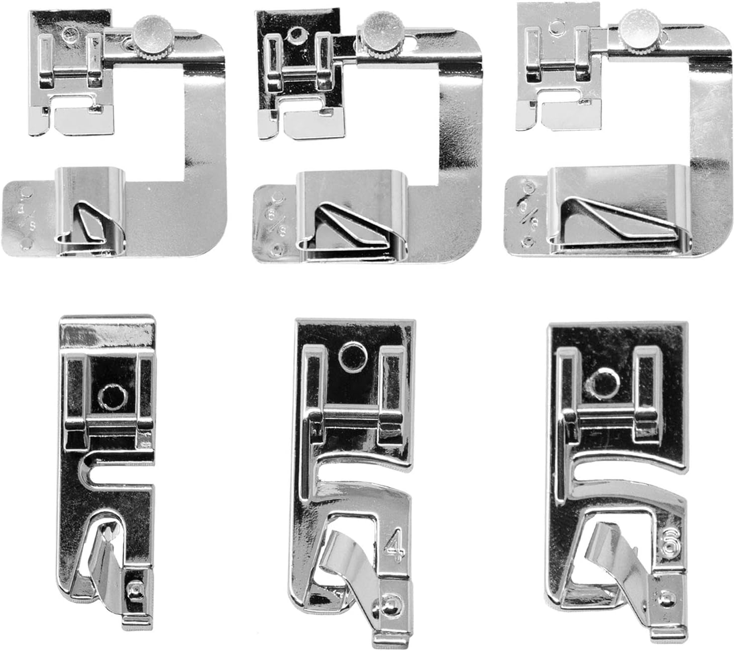 Rolled Hem Presser Foot [6 Sizes] Wide Rolled Hem Foot Set & Narrow Foot Hemmer Set for Brother, Singer & Janome Low Shank Sewing Machines. Hemming Pressure Feet with Distinctive Wide and Narrow Sizes