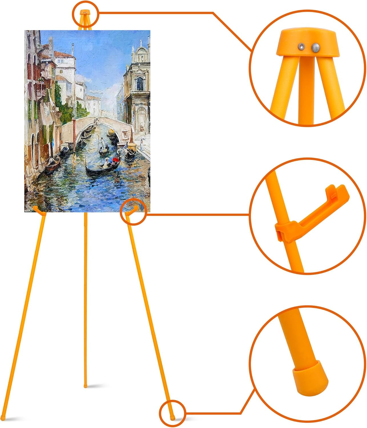 63" Easel Stand for Wedding Signs, Posters, Portable Artist Easel for Painting Canvas, Tripod for Home and Office, Supports 5 Lbs-Yellow 1/Pack