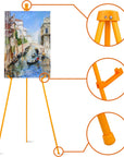 63" Easel Stand for Wedding Signs, Posters, Portable Artist Easel for Painting Canvas, Tripod for Home and Office, Supports 5 Lbs-Yellow 1/Pack