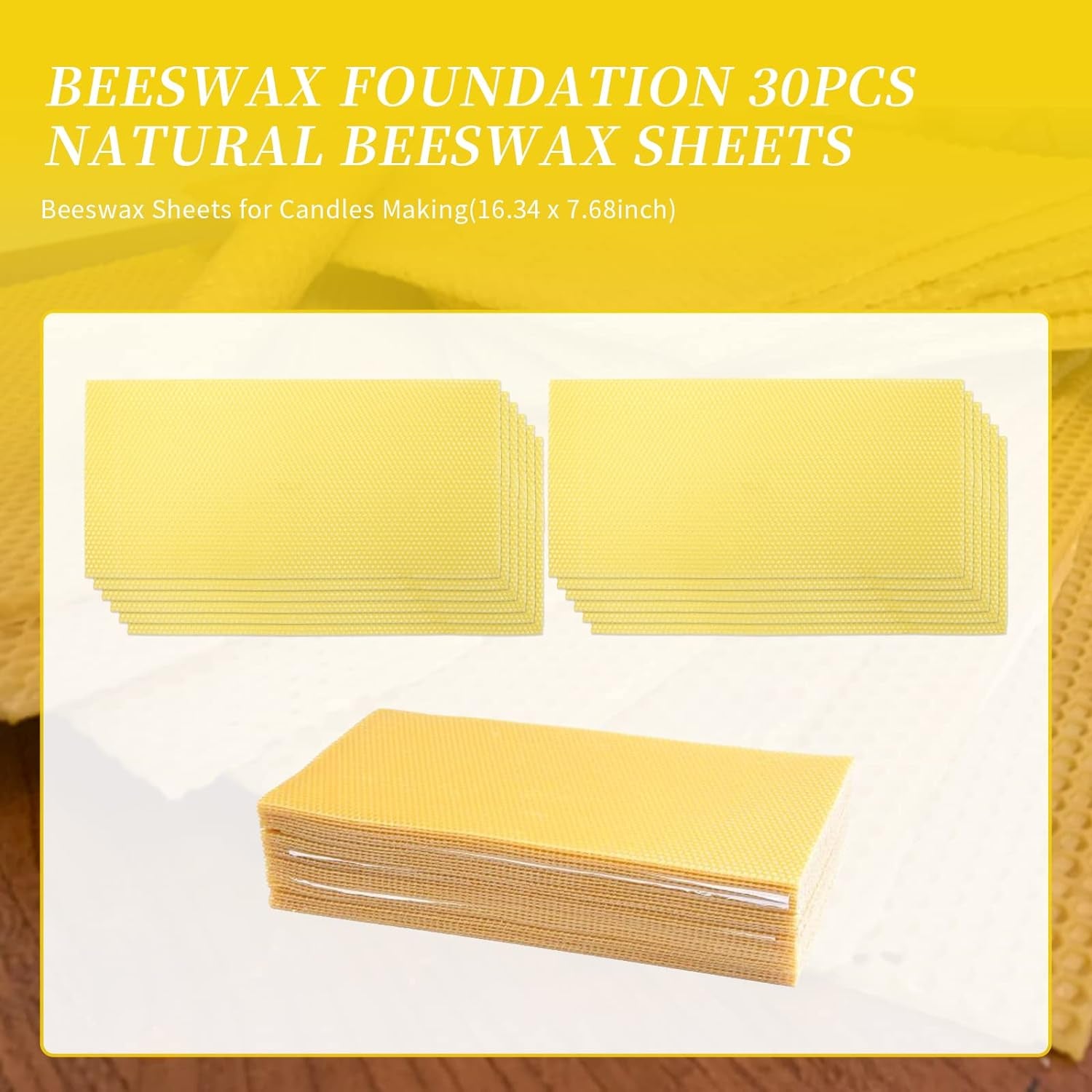 30Pcs Beeswax Sheets Beehive Wax Foundation Sheets Natural Beeswax Honeycomb Sheets for Beekeeping Candle Making