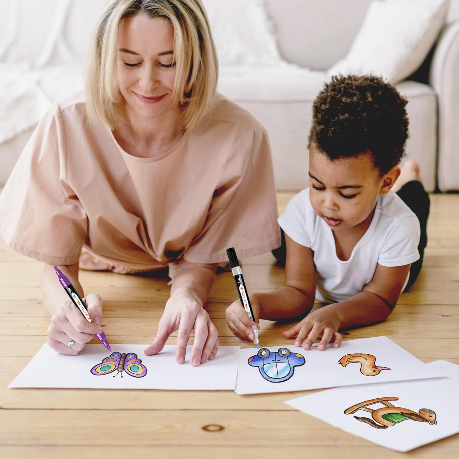 24 Colors Dual Tip Acrylic Paint Markers,Waterproof, Non-Toxic, Odorless, Suitable for Paper, Pottery, Stones, Backpacks, Glass