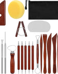 Clay Tools 21 PCS, Pottery Tool Kit Dotting Tools Polymer Clay Tools, Ceramics Tools with Wooden Handle Pottery Tool Bag