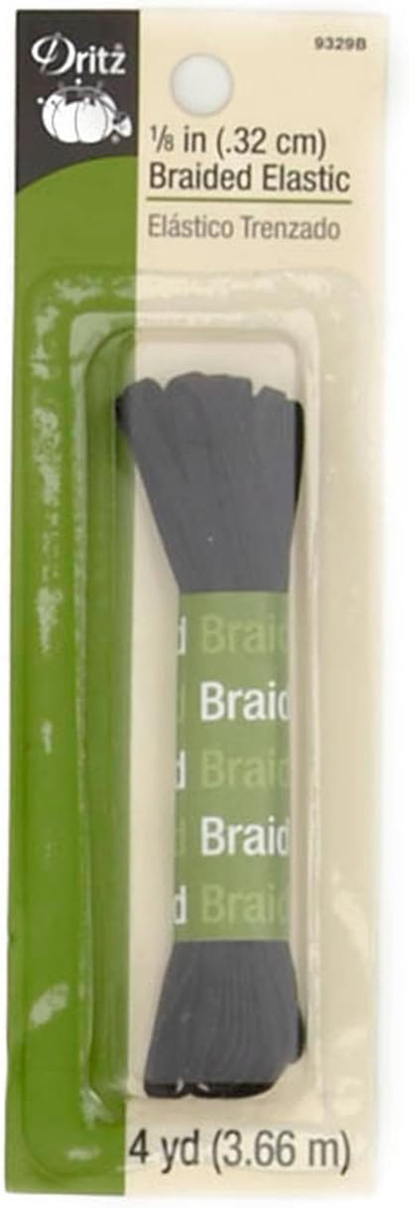 X, Black Braided Elastic, 1/8-Inch by 4-Yard