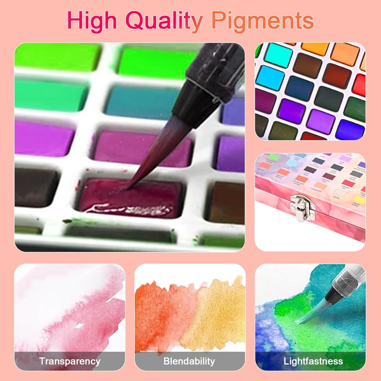 Watercolor Paint Set, 100 Water Color Pallet Adult, Travel Watercolor Palette Set with Regular, Macaron, Metallic & Fluorescent Colors - Art Supply Kit for Kids, Adults, Beginners, Artists