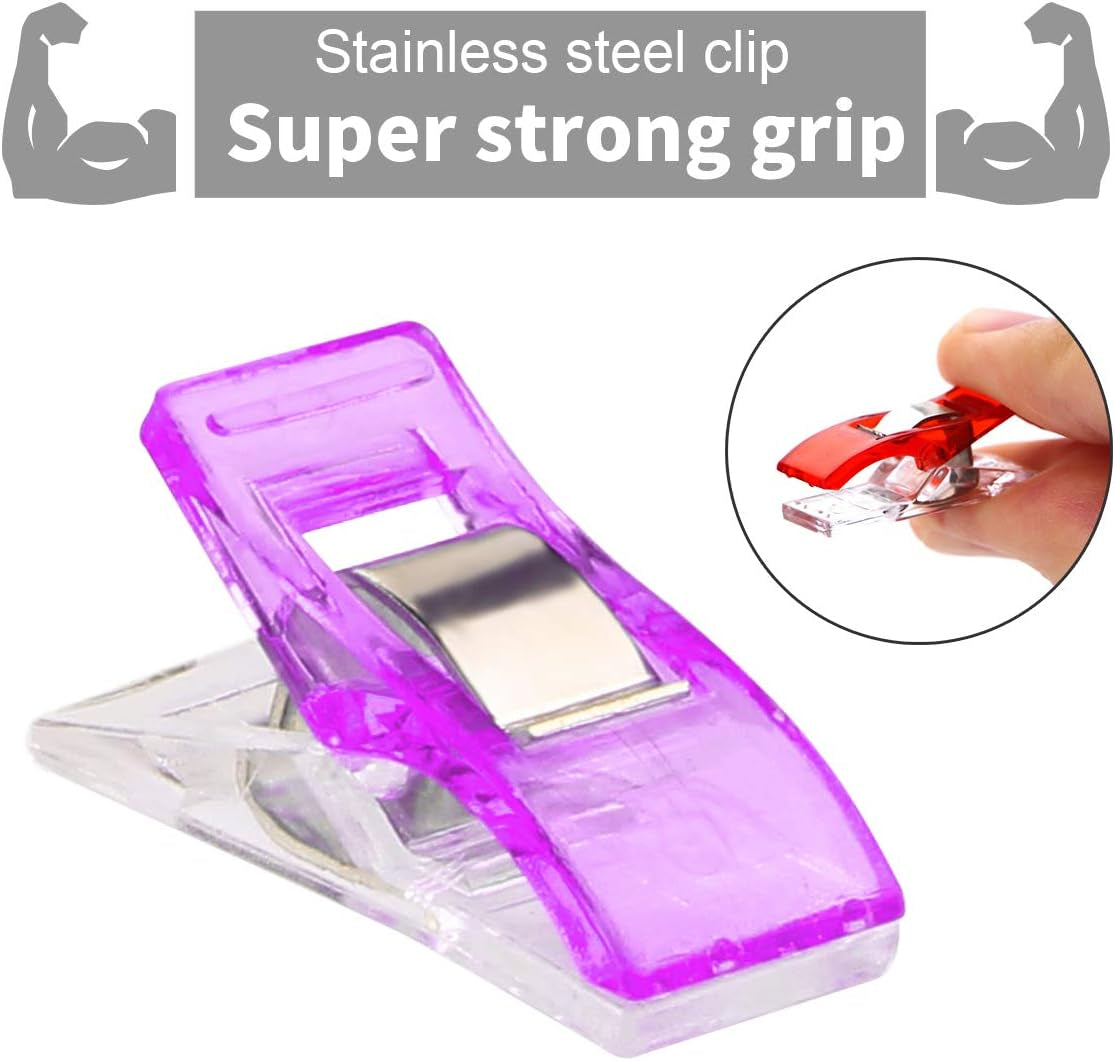 100 Pcs Premium Sewing Clips Multipurpose Sewing Accessories Quilting Supplies Crafting Tools, Assorted 9 Bright Colors