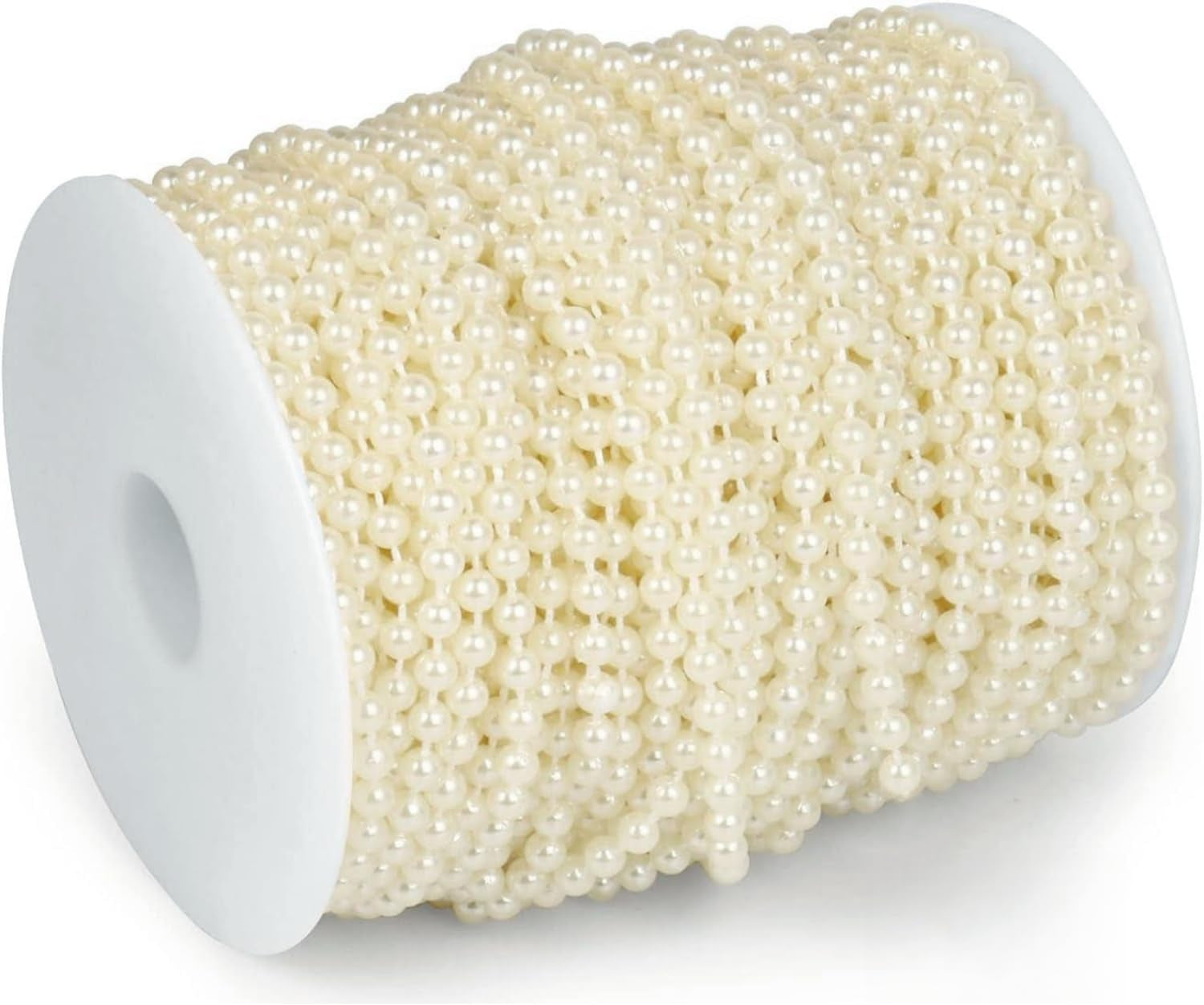 5Mm Faux Pearl Beads Garland Pearl Bead Roll Strand for Wedding Party Decoration, 99 Feet Roll (Ivory)
