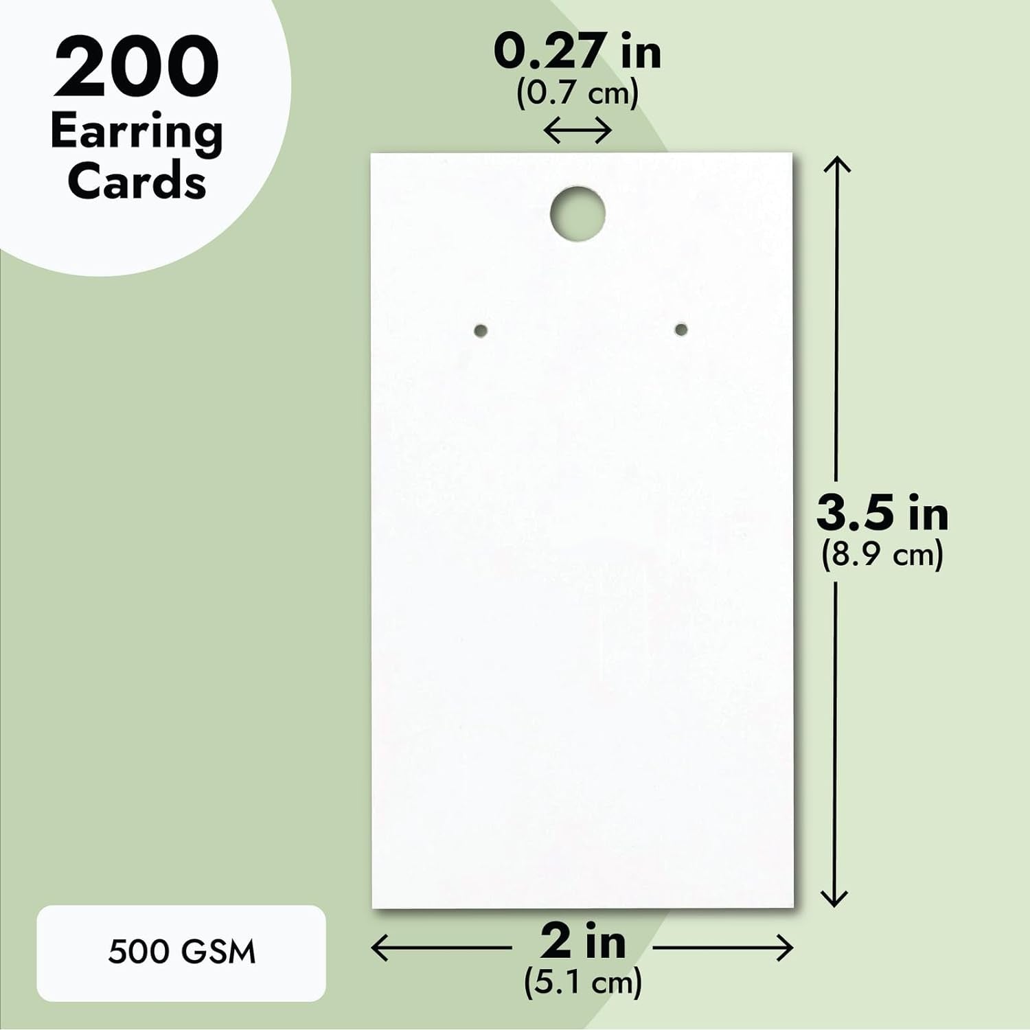 White Earring Display Cards, 200-Pack Hanging Earring Cards for Selling, Packaging, Storage, 500 GSM Thick and Sturdy Paper Material, Jewelry Holders (3.5X2 In)