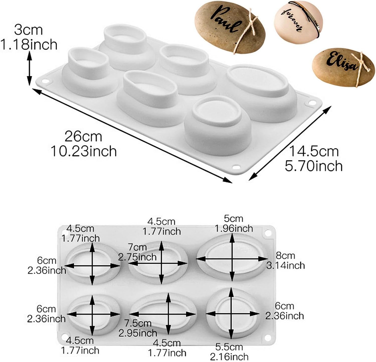 Pebbles Molds, 3D Pebbles Stone Silicone Molds for Baking French Dessert Mousse Cake or Candle Soap Plaster Concrete Art Paint Rocks Gift