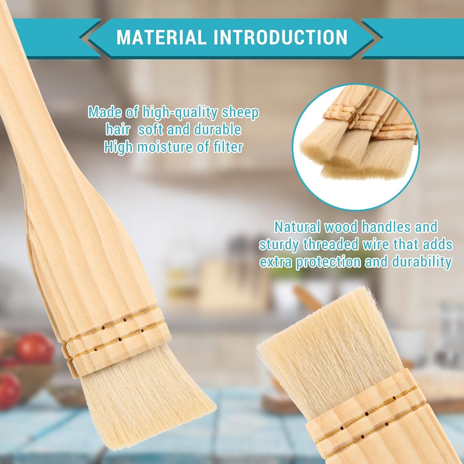 Flat Hake Brushes Hake Paint Brush Artist Painting Brushes Set Sheep Hair Bristles Wash Brush for Watercolor, Wash, Ceramic and Pottery Painting, 1 Inch, 2 Inch, 3 Inch (6)