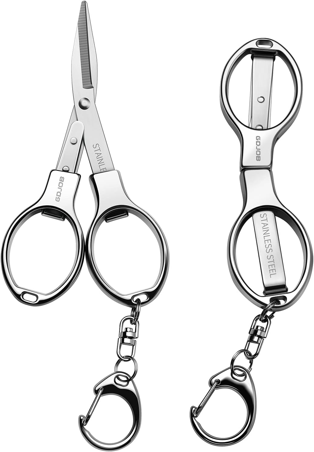 Folding Scissors 3 PCS Small Scissors, Secure Keychain Scissors All Purpose, Stainless Steel Retractable Mini Scissors for Office, Travel, Fishing