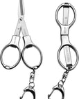 Folding Scissors 3 PCS Small Scissors, Secure Keychain Scissors All Purpose, Stainless Steel Retractable Mini Scissors for Office, Travel, Fishing