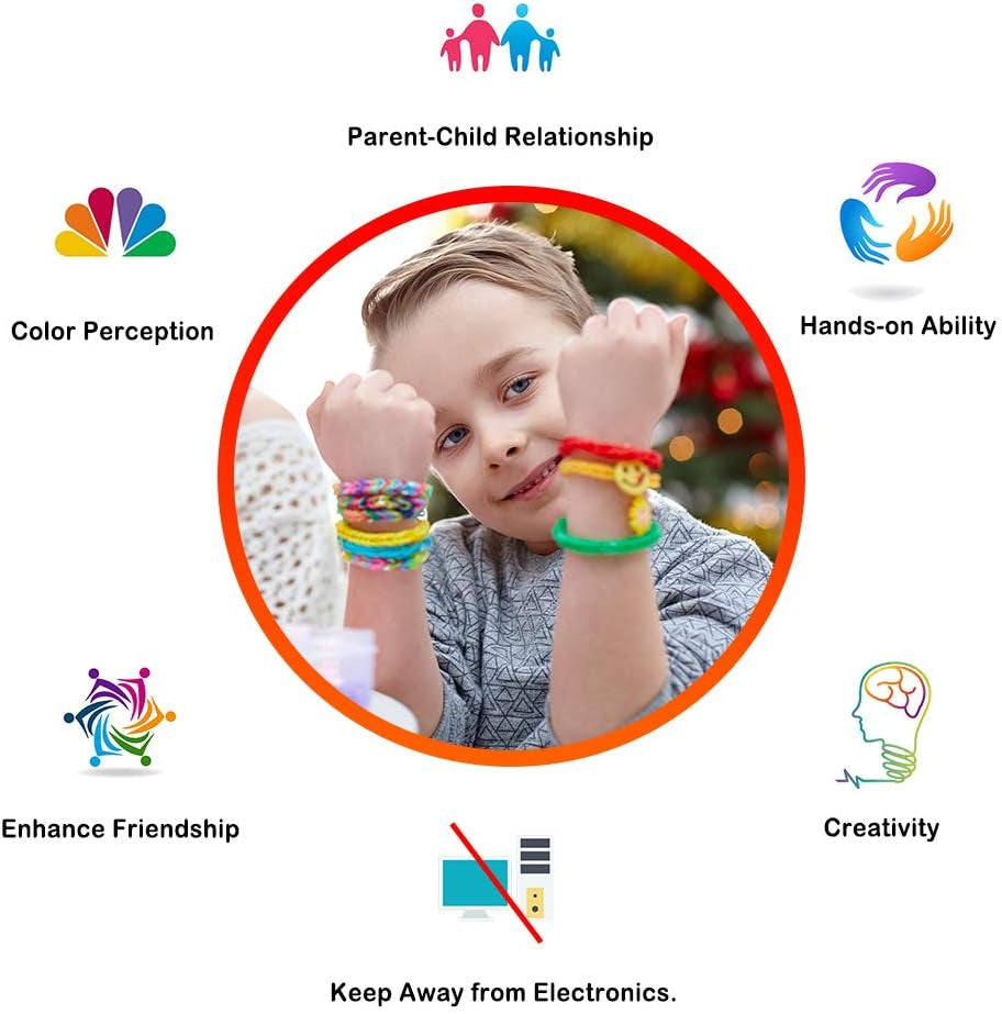 18,980+ Rubber Bands Refill Loom Kit, 37 Colors Loom Bands, 600 S-Clips, 252 Beads, Tassels, 10 Backpack Hooks, Crochet Hooks and ABC Stickers