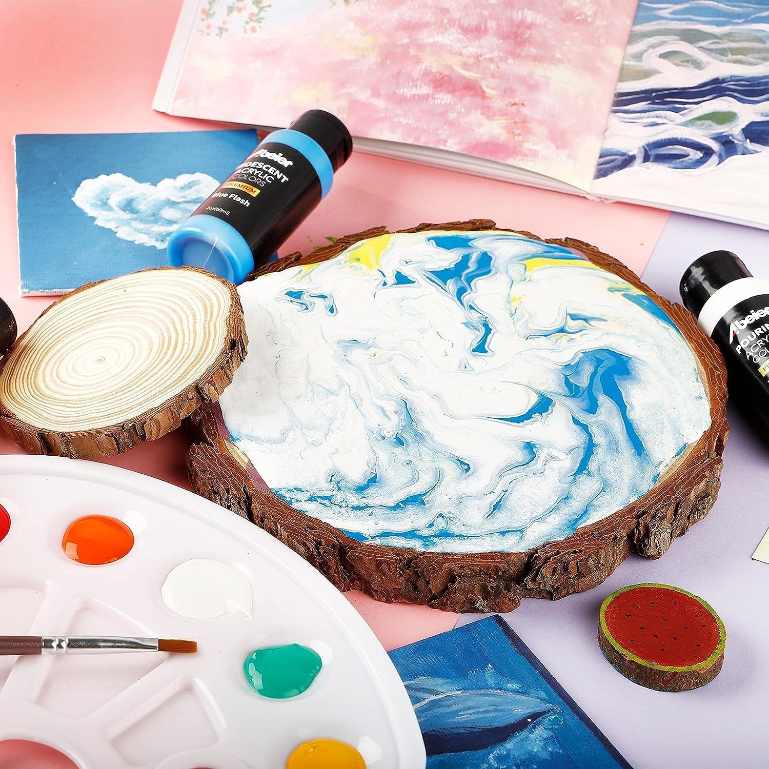 Iridescent Acrylic Paint, Set of 18 Chameleon Colors, 2 Oz/60Ml Bottles, Color-Shifting, Non-Toxic, High Viscosity, Blendable, Paints on Rocks Crafts Canvas Wood, Fabric, Ceramic & Stone