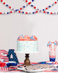 200 Pcs 4Th of July Wood Beads Patriotic Independence Day Wooden Beads America Flag Star Heart round Blue Red Beads Us Memorial Day Beads for DIY Jewelry Garland Necklaces Tiered Tray Decor