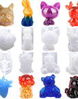 20Pcs 3D Animal Resin Molds Tools Set Includes 8 Resin Casting Molds Large Clear Epoxy Silicone Molds 2 Measurement Cup 10 Wood Sticks for Resin Craft DIY