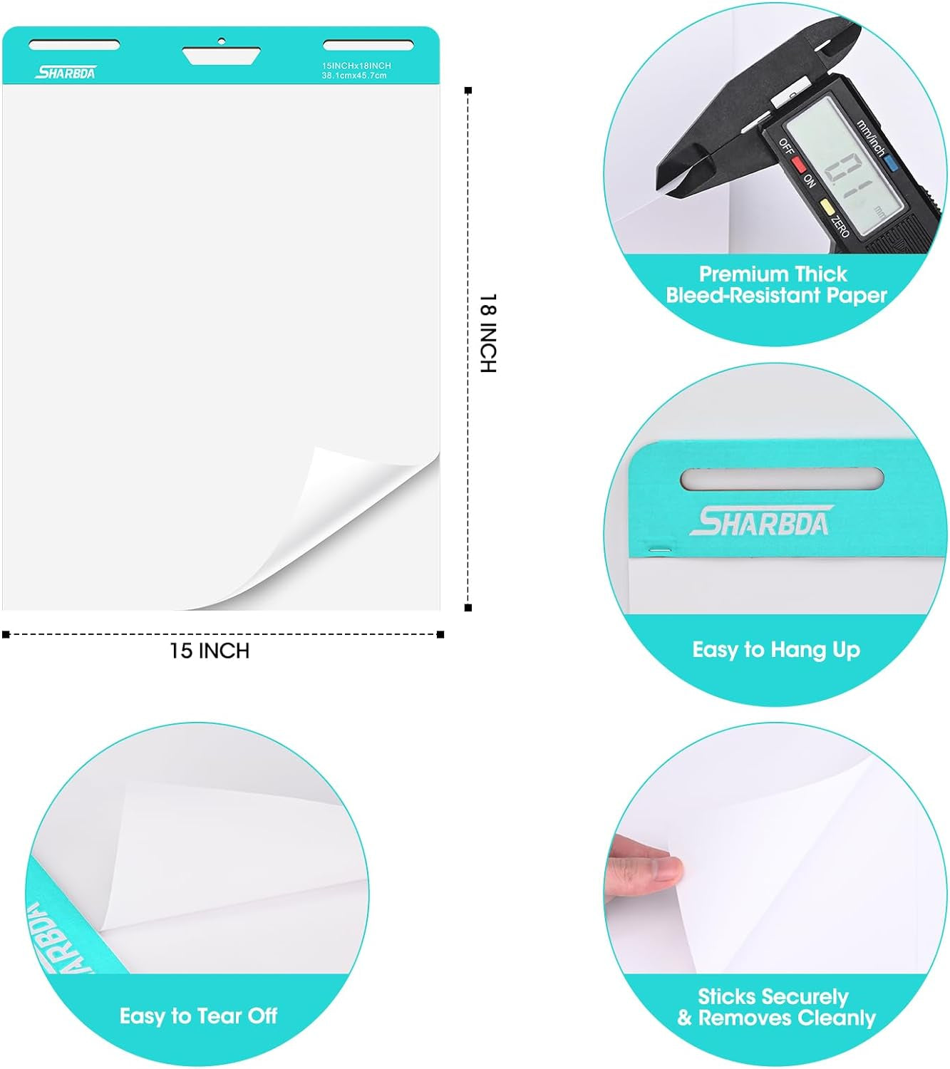 Sticky Mini Easel Pad, 15 X 18 Inches, Self Stick Flip Chart Paper,Sticky Chart Paper for Teachers, Anchor Chart Paper for Office, 30 Sheets/Pad, 3 Pads…