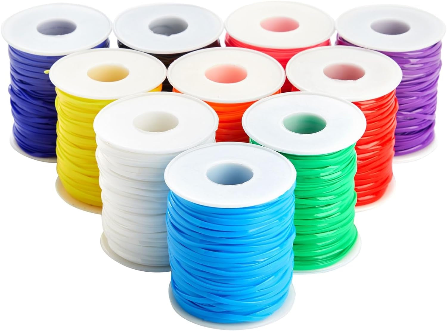 Lanyard String Boondoggle Kit with 10 Rolls (40 Yards Each) for Keychains and Bracelets (100 Total Pieces)