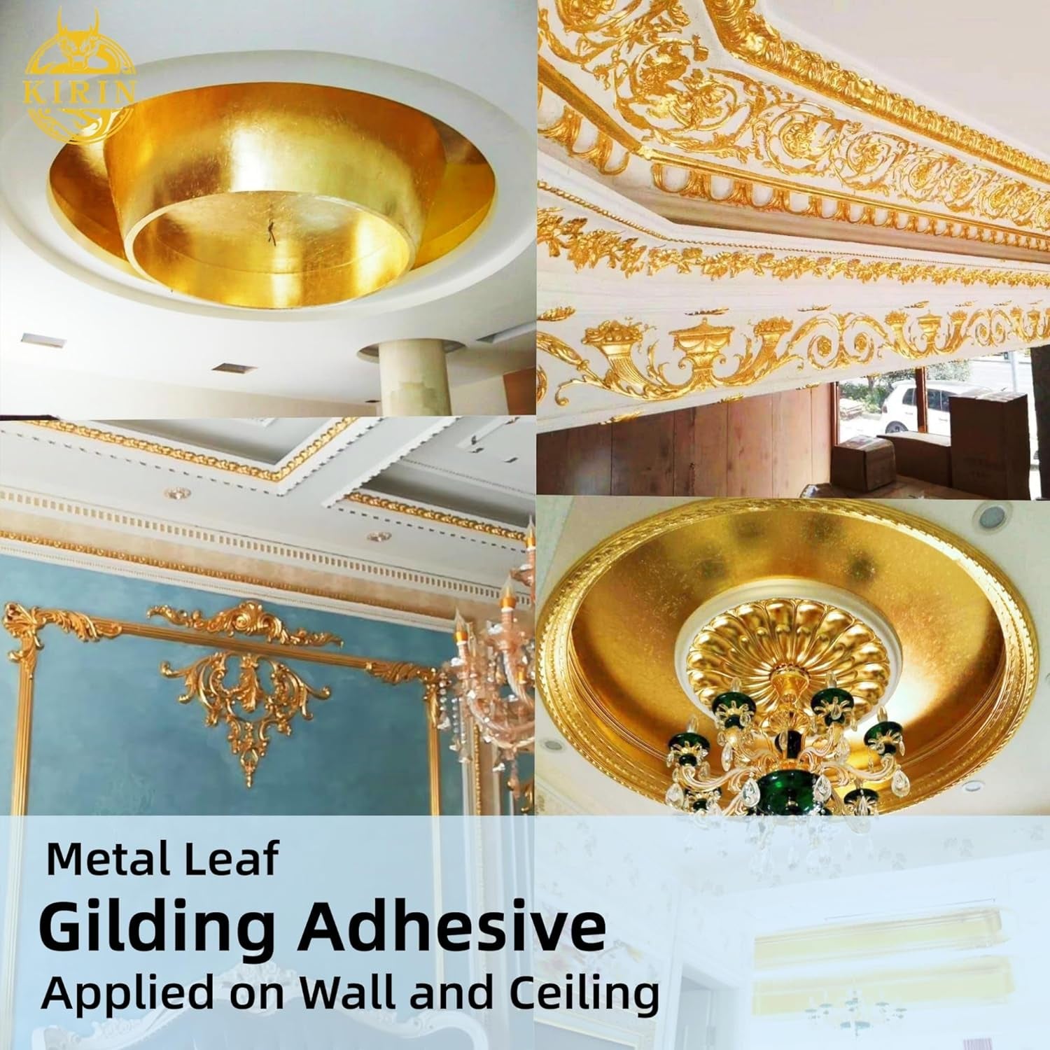 Gilding Adhesive, 100Ml Epoxy Resin Gold Leaf Adhesive for Professional Craft Use, Water Based Varnish for Protect the Surface of Gold Foil from Oxidating (Brush + Gloves as Gifts)
