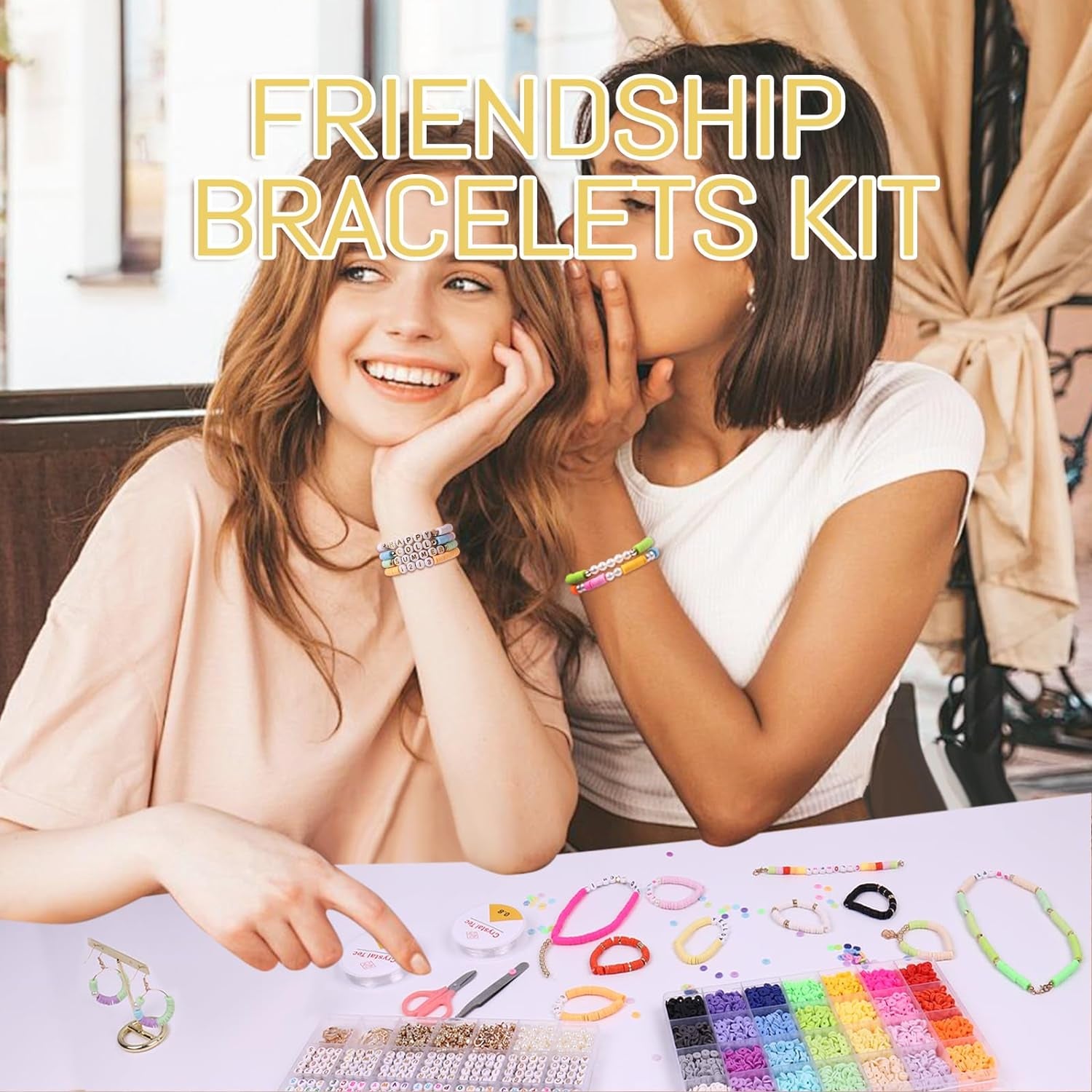 7000 PCS Friendship Bracelet Kit with A-Z Letter Beads, 28 Colors Clay Beads for Bracelets Making Kit with round Alphabet Beads Jewelry Making Kit for Adults