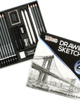 20 Piece Professional Hi-Quality Artist Sketch Set in Hard Storage Case - Sketch & Charcoal Pencils, Pastel, Stumps, Eraser, Sharpeners