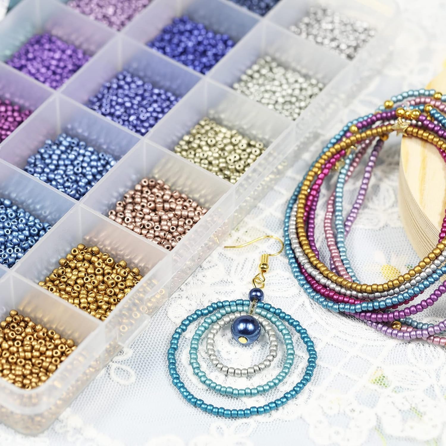Size 2Mm 11/0 Seed Beads about 15600Pcs, Making Earring,Bracelet and Jewelry (650Pcs/Color, 24 Colors)