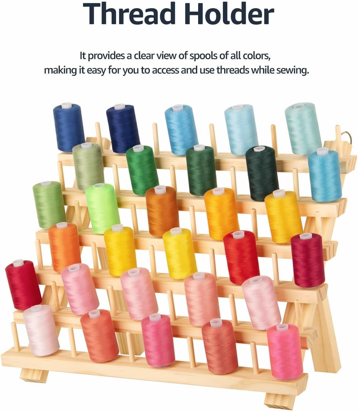 Nian Feng Braiding Hair Rack Stand for Hair Stylist, 2Pack Wooden Thread Holders for Spools of Thread, Spools Holder for Sewing Machine, Thread Racks for Spools of Thread, Sewing Organizer & Storage.