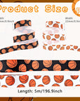 2 Rolls 10 Yards Basketball Ribbon, Basketball Grosgrain Ribbon Cheer Ribbon Pattern Wrapping Ribbon Softball Ribbon for Crafts Cheer Bows Team Uniform Sewing and More