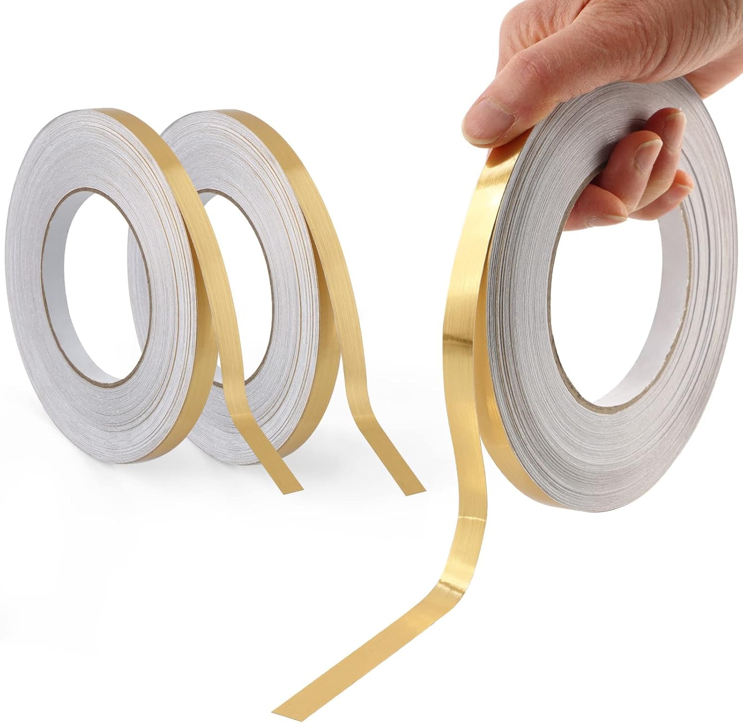 Peel and Stick Gold Metalized Polyester Mylar Film Craft Tape, Self-Adhesive Wall Molding Trim with Vibrant Mirror-Like Finish for DIY Projects Decorative Graphic Arts, 55Yds X 0.4In