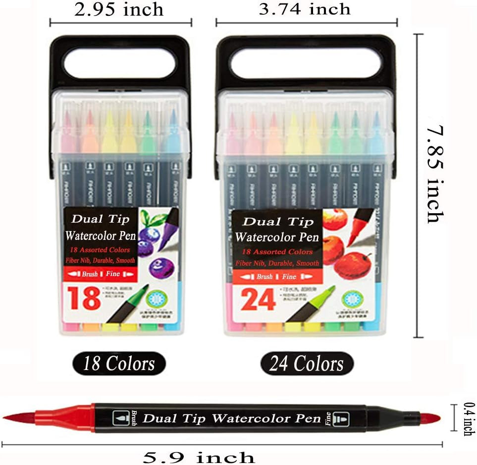Dual Tip Markers for Kids, Washable Set, Art with Stand Portable Box, Gift for Kids (24 Colours)
