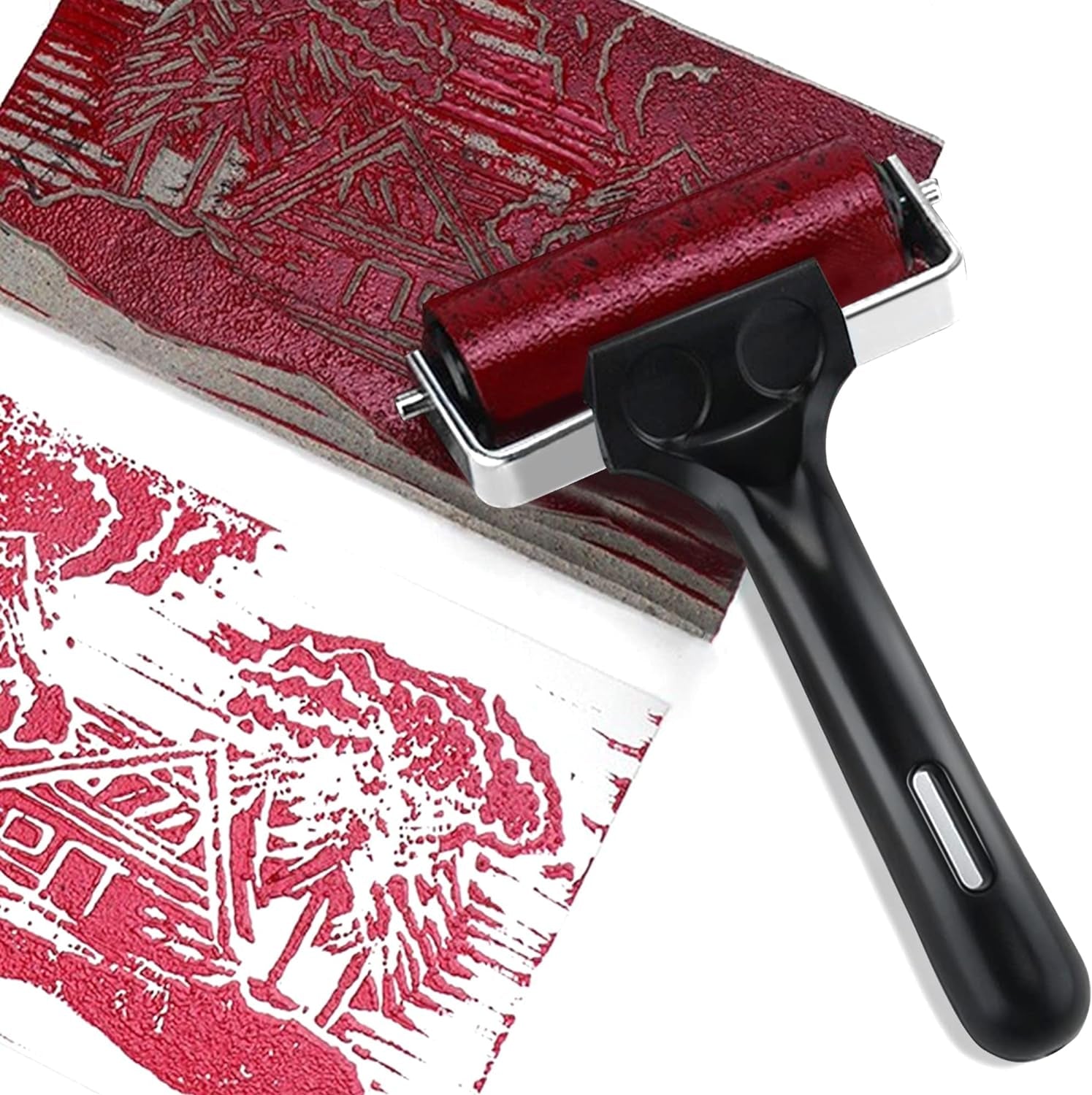 2 Pack Brayer Rollers for Crafting - Rubber Roller 4 and 2.2 Inch for Printmaking, Ink Roller for Painting Print Glue Stamping Tool