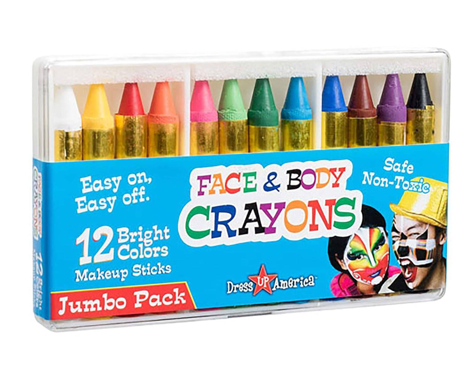Face Paint Crayons - with Artbook & Easy to Follow Facepainting Designs -Safe Non-Toxic Face and Body Paint Made in Taiwan - Halloween Makeup Face Painting Kit for Kids & Adults