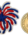 Patriotic US Flag Fireworks Embroidered Iron on Patch