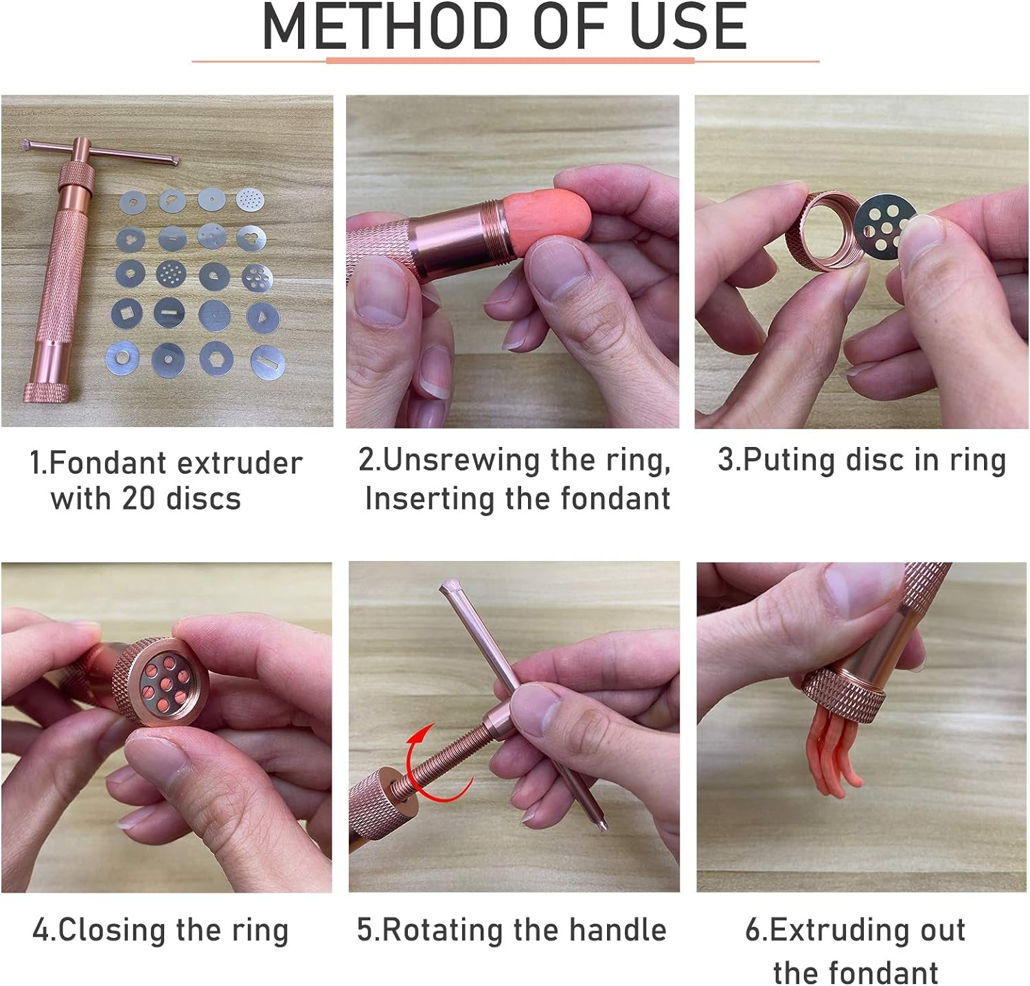 Fondant Extruder with 20 Discs, Sugar Paste Extruder,Clay Extruder, Cake Decor Tool Set