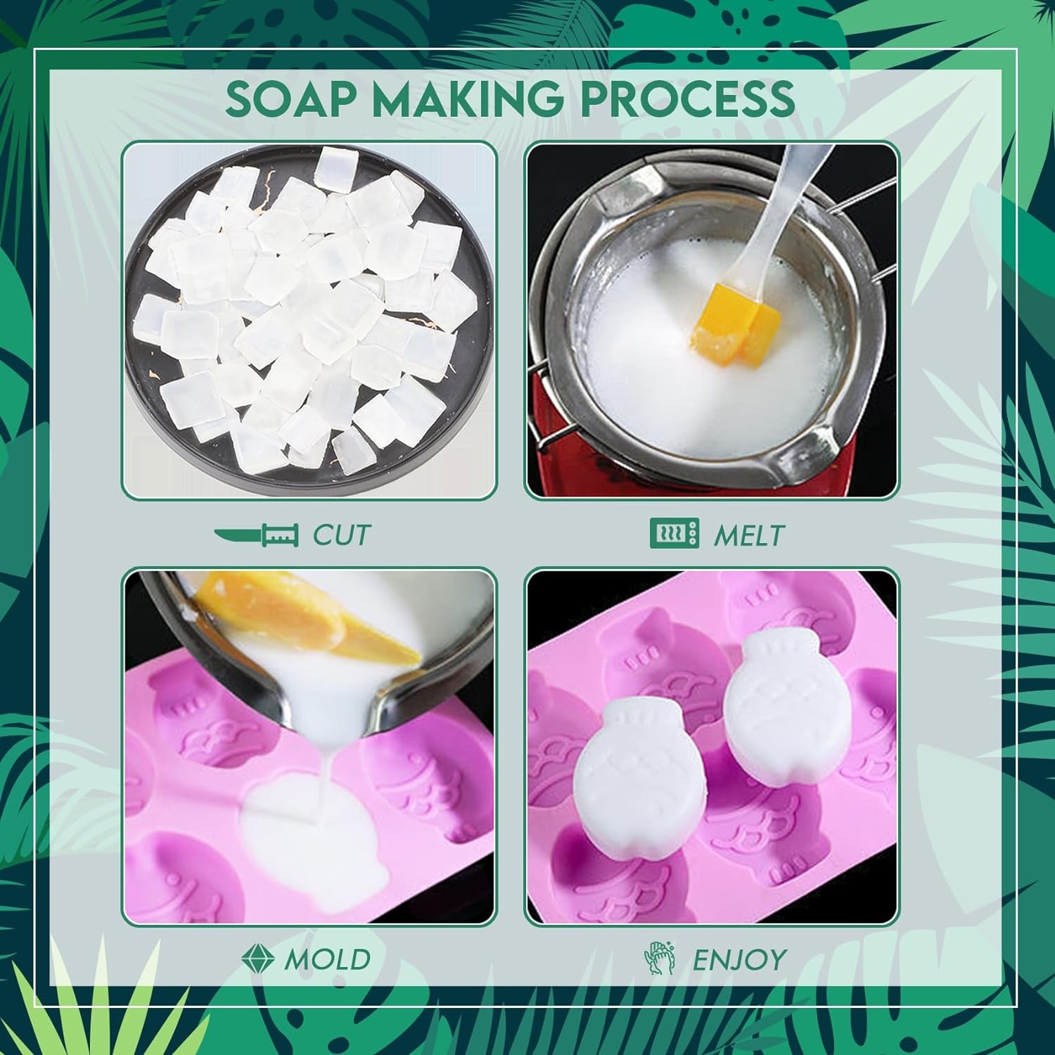 1LB &amp; 2LB Unscented Glycerin Soap Base DIY Handmade Soap Moisturizing Melt and Pour Soap Base for Crafting, Vegetable Glycerin &amp; Coconut Oil, Easy to Cut (Transparent, 2LB)