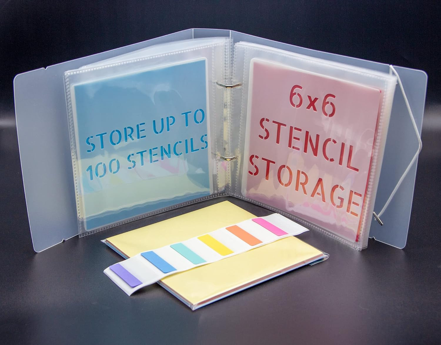 Cookie Stencil Storage Binder, Stamp &amp; Die Cut Storage Binder with 50 Clear Sheet Protectors Holds 6"X6" Size - Clear Binder with D-Rings for Scrapbooking Die-Cuts, Embossing Folders Organizer