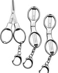 Folding Scissors 3 PCS Small Scissors, Secure Keychain Scissors All Purpose, Stainless Steel Retractable Mini Scissors for Office, Travel, Fishing
