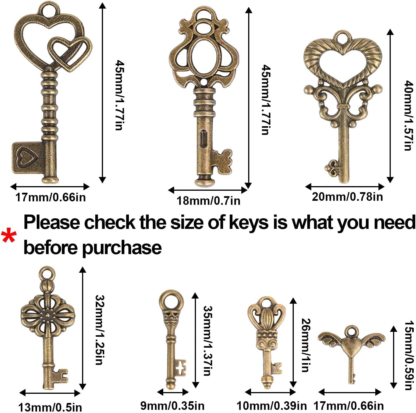 Set of 40 Flying Keys Charms, 40PCS Dragonfly Wings 40 DIY Vintage Skeleton Key and Elastic Crystal String for Wedding Party Decorations