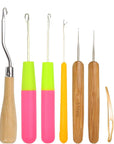 9 Pcs Bent Latch Hook Crochet Needle Set Dreadlocks Tool Crochet Hooks Hair Locking Tool for Hair Extension Braid Carpet Making and Other Craft