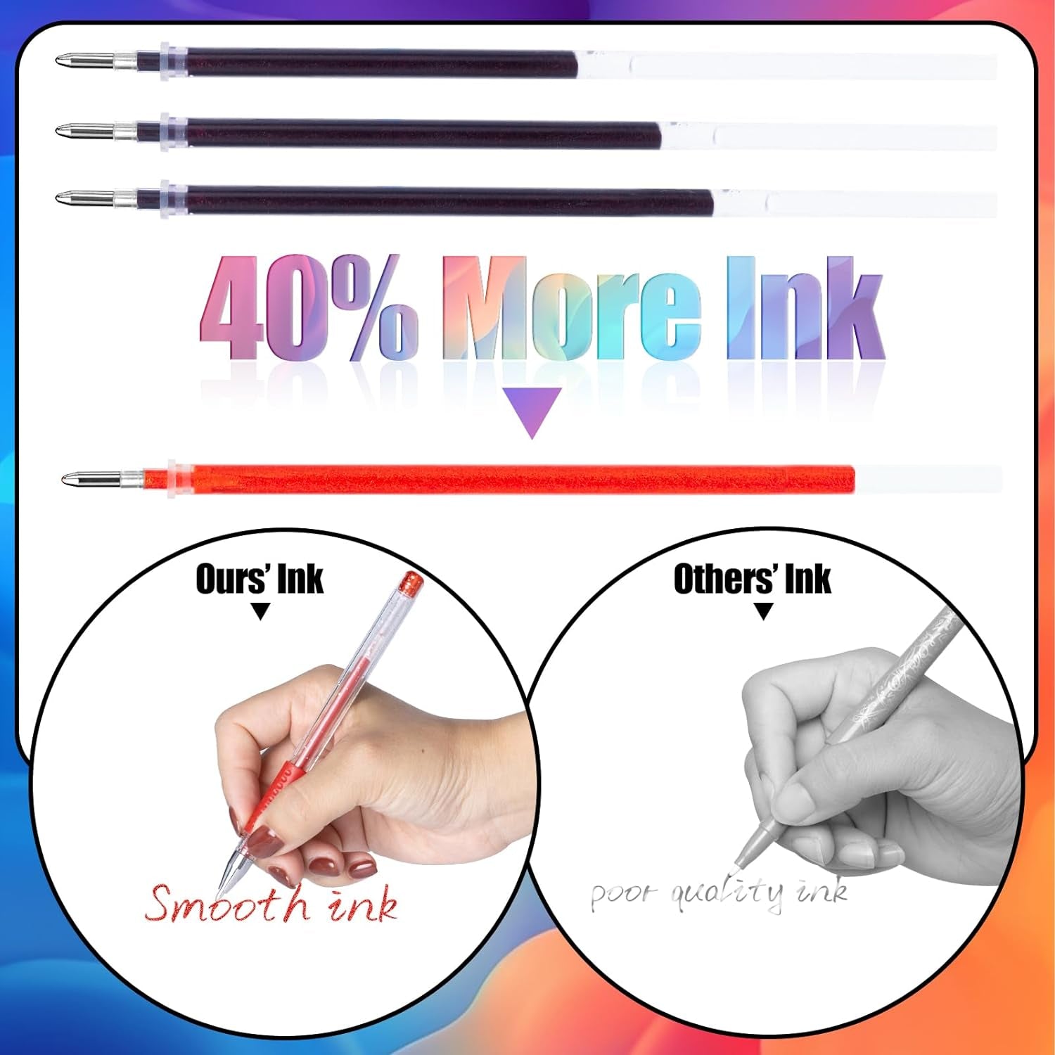 Glitter Gel Pens for Adult Coloring Books, 36 Colors Gel Marker Set Colored Pen with 40% More Ink for Kids Drawing, Doodling, Crafts and Taking Note