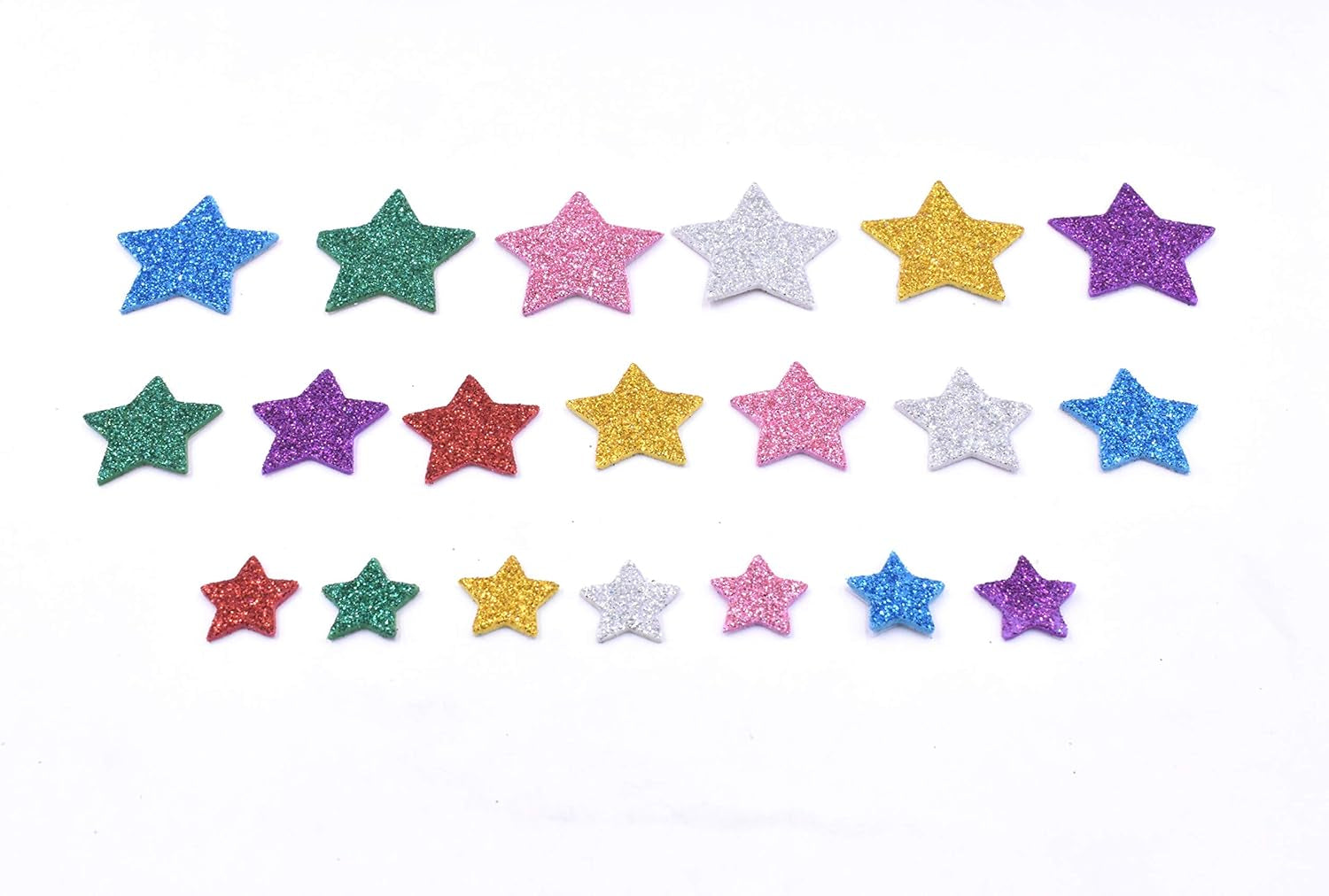 200Pcs Colorful Glitter Foam Stickers- Self Adhesive Star Shape Glitter Sticker for Children Kids Arts Craft Supplies Greeting Cards Homemade Home Decoration