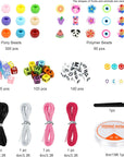 Bracelet Making Kit, Beads for Bracelets Making Pony Beads Polymer Clay Beads Smile Face Beads Letter Beads for Jewelry Making, DIY Arts and Crafts Gifts Toys for Girls Age 6-12