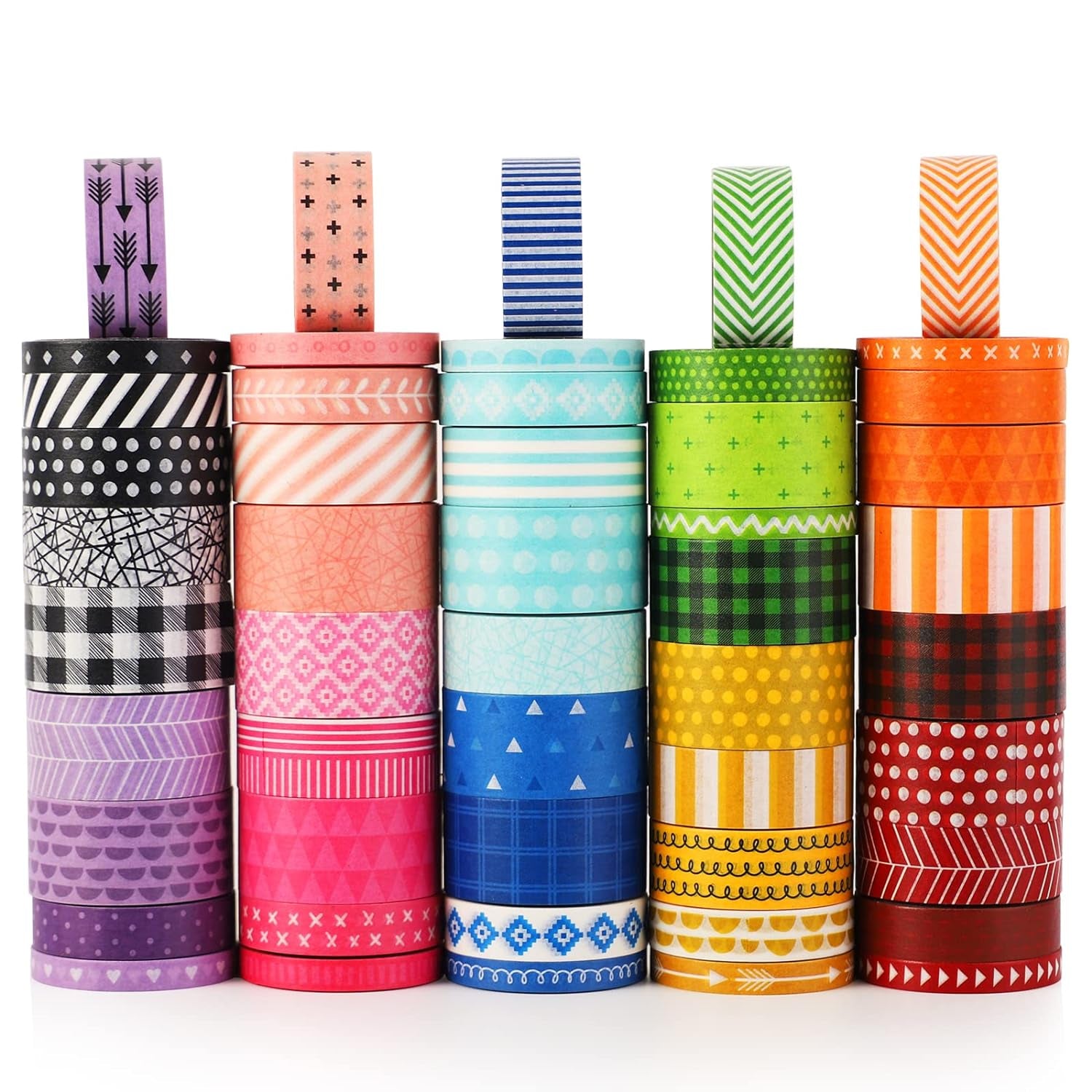50 Rolls Washi Tape Set, Decorative Adhesive Tape for Scrapbook, Arts &amp; Crafts, Journals, and Planners, Each Rolls 5Yd Total 250Yd (Pink)