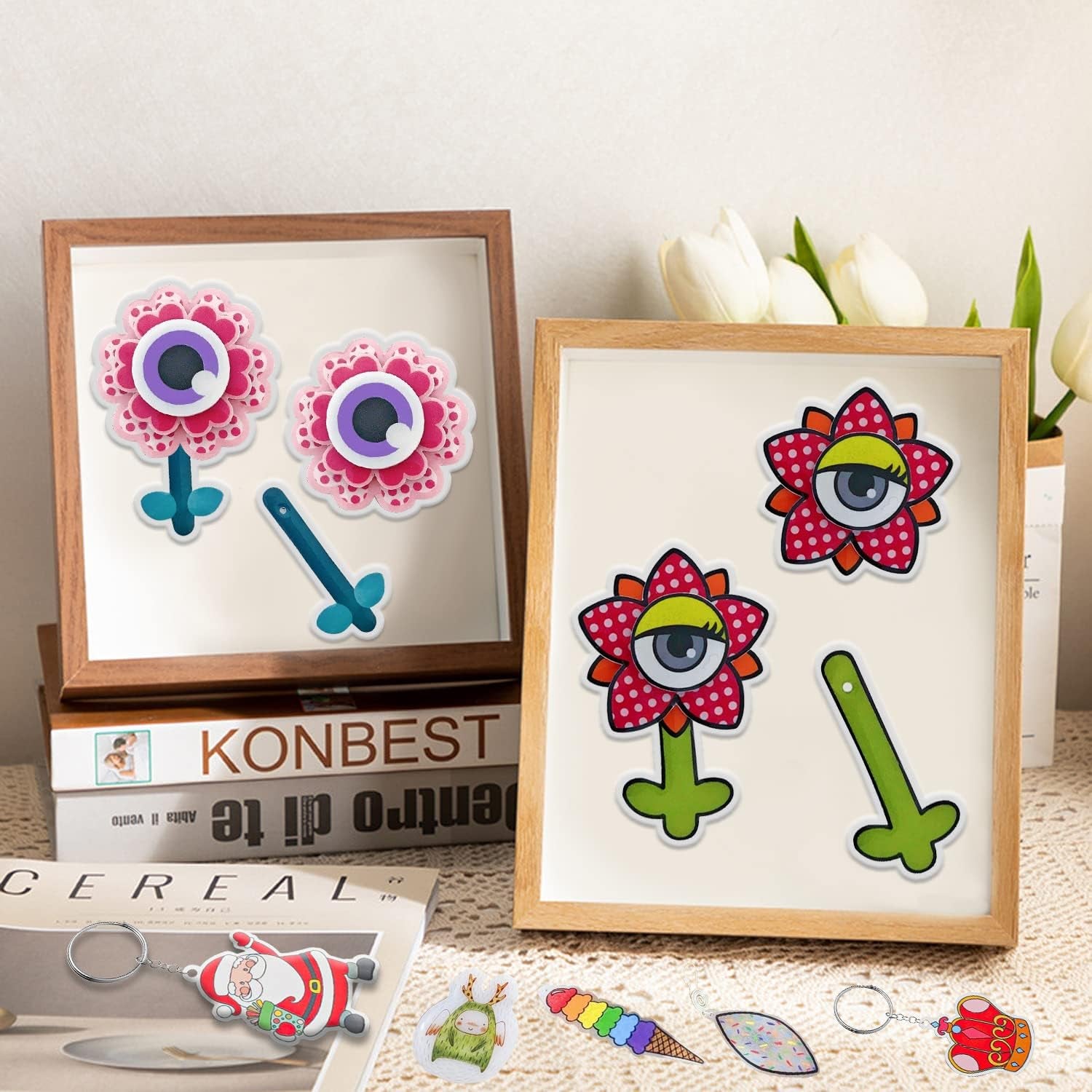 Heat Shrink Plastic Sheets Kit 145Pcs Shrink Art Kit Including 20Pcs Shrinky Paper Sheets 6Pcs Traceable Picture Keychains Accessories- Perfect for Shrinky Dink Sheets Crafts Making