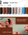 Upholstery Repair Kit, 48Pcs Leather Sewing Kit with Upholstery Thread, Sewing Awl, Seam Ripper, Needles, Thimble Leather Stitching Kit for Carseat Carpet Shoes Backpack Repair DIY Crafting