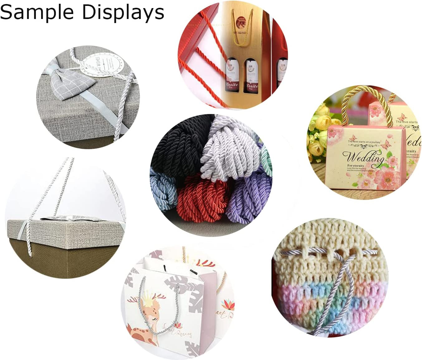 U Pick 10Yds 5Mm 3 Braided Cord Decorative Twisted Satin Polyester Twine Cord Rope String Thread Shiny Cord Choker Thread (18 White)